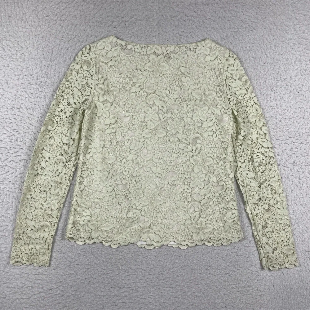 Tory Burch Shirt Womens 0 Julep Green Floral Lace Overlay Blouse Cottagecore Top